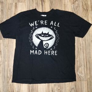 Akumu Ink “We’re All Mad Here” Graphic Tee Gothic Cheshire Cat Size XXL Emo Punk
